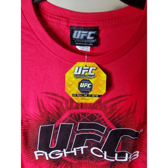 New UFC Fight Club Red T-Shirt Mens L 100% Cotton - Picture 3 of 3